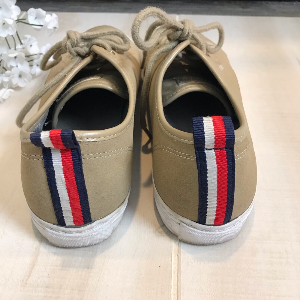 Tommy Hilfiger Camel Leather Sneakers Striped Heel - Picture 5 of 7